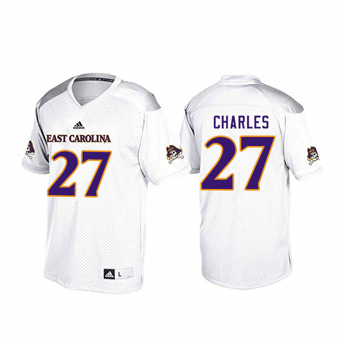 Men #27 Daniel Charles ECU Pirates College Football Jerseys Sale-White